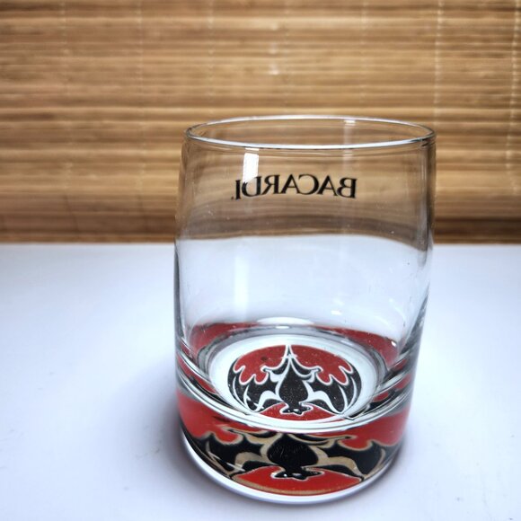 Bacardi Rum Glass Bacardi Bat logo weighted lo-ball Collectable Advertising 10oz - Picture 6 of 7
